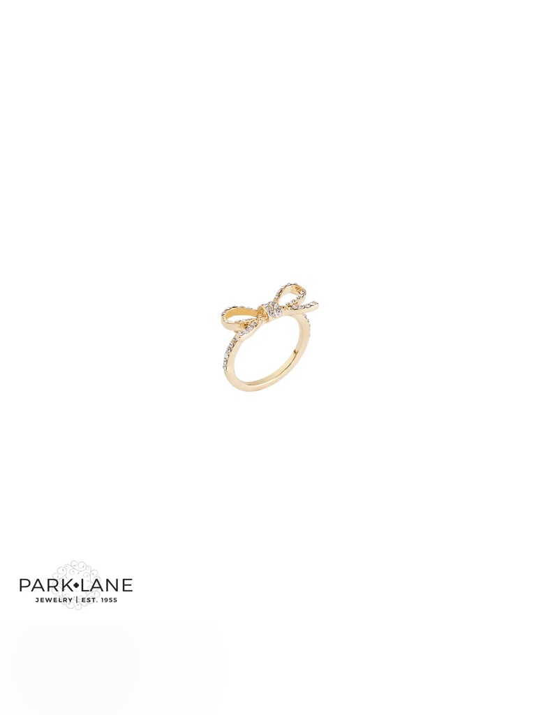 Park Lane - Cutesy - Gold Bow Ring With Crystals Size 7 Nib 35$